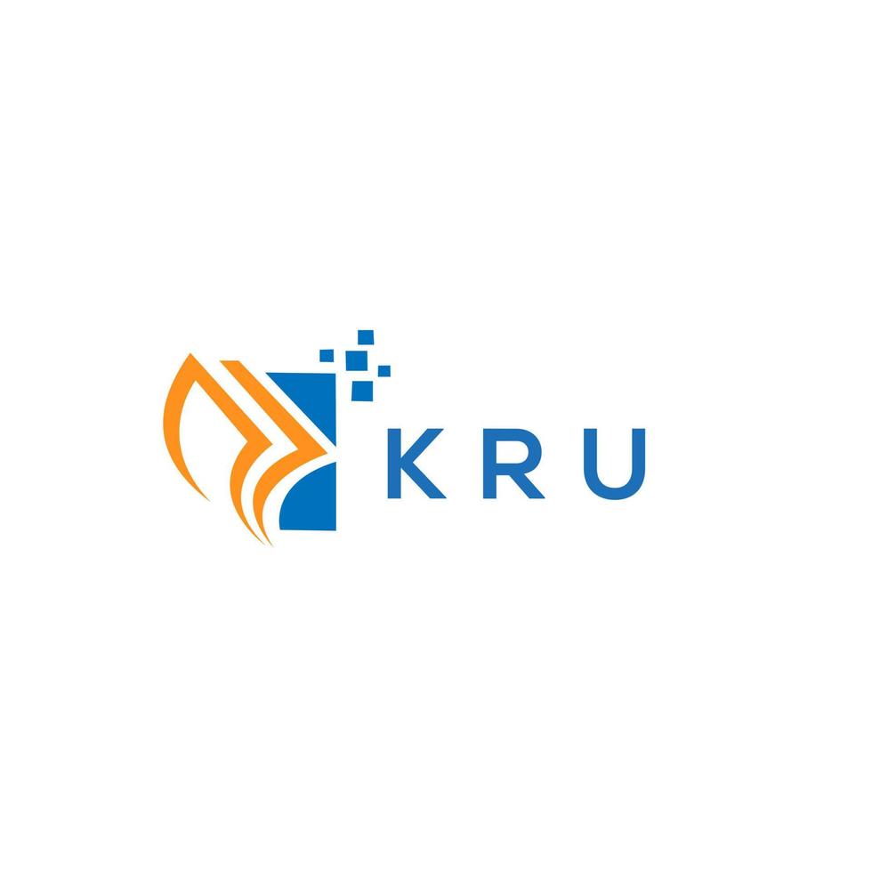 design de logotipo de contabilidade de reparo de crédito kru em fundo branco. kru iniciais criativas crescimento gráfico carta conceito do logotipo. design de logotipo de finanças de negócios kru. vetor