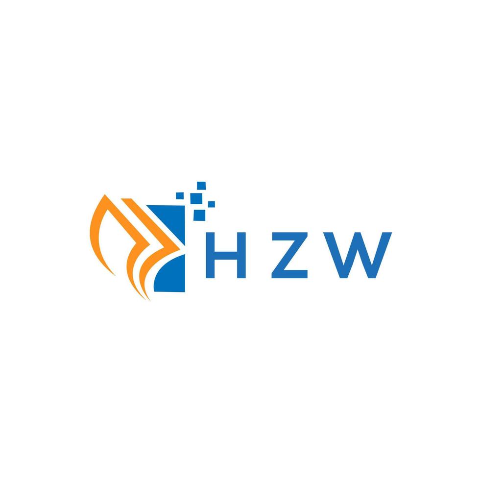 projeto do logotipo da contabilidade do reparo do crédito do hzw no fundo branco. conceito de logotipo de carta de gráfico de crescimento de iniciais criativas hzw. design de logotipo de finanças de negócios hzw. vetor