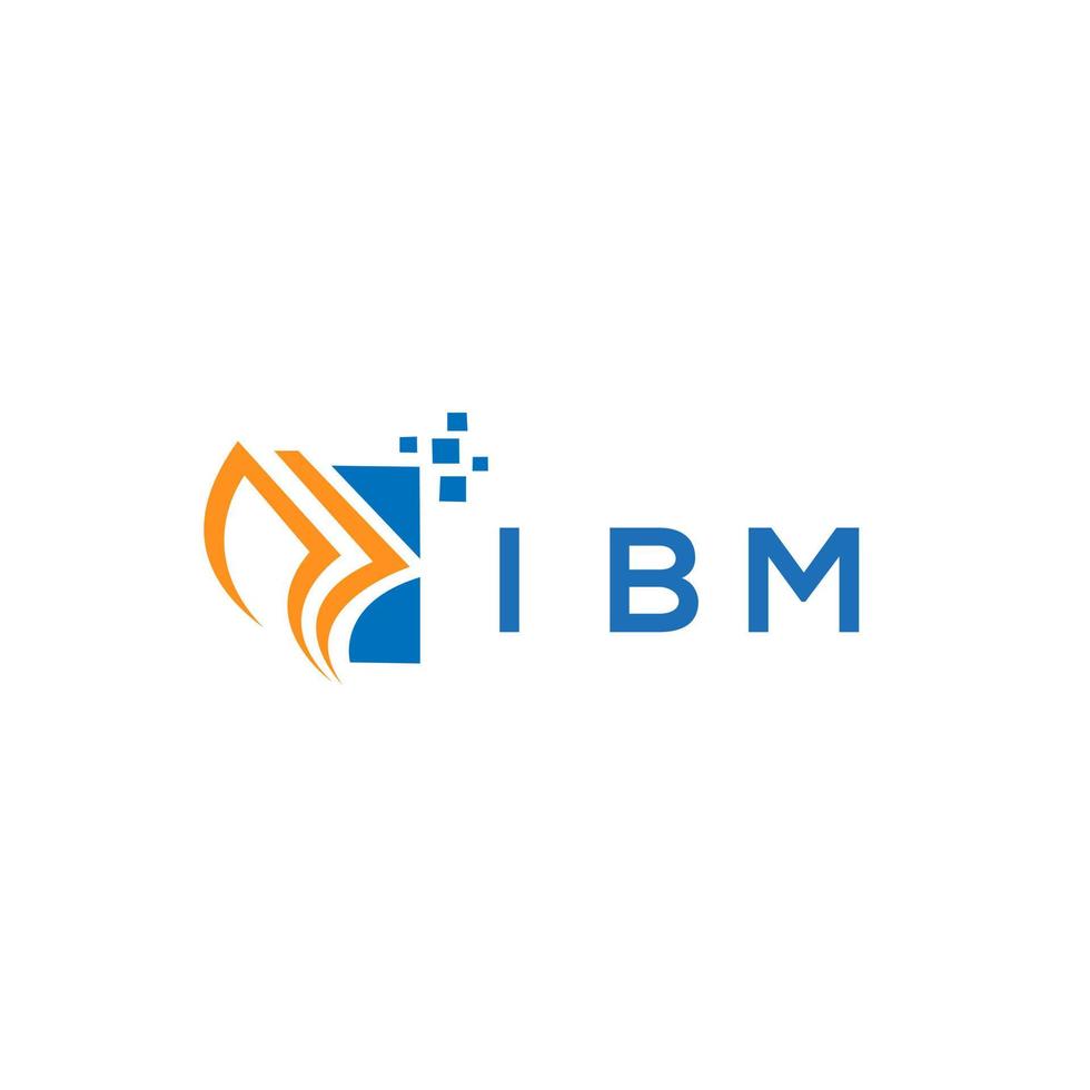 design de logotipo de contabilidade de reparo de crédito ibm em fundo branco. conceito de logotipo de carta de gráfico de crescimento de iniciais criativas ibm. design de logotipo de finanças de negócios ibm. vetor