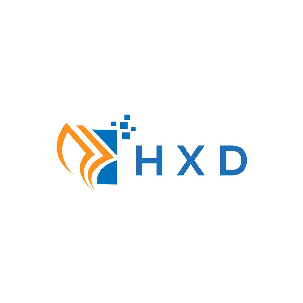 design de logotipo de contabilidade de reparo de crédito hxd em fundo branco. conceito de logotipo de carta de gráfico de crescimento de iniciais criativas hxd. vetor