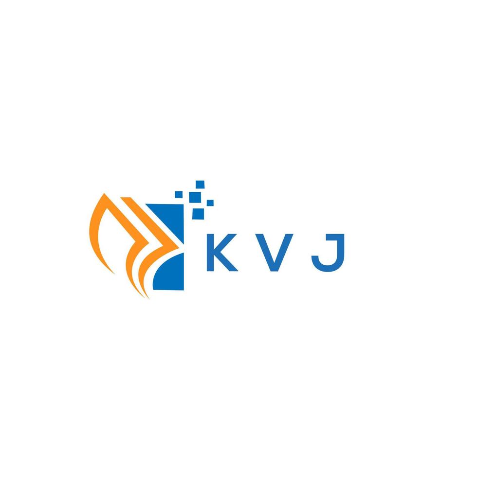 kvj design de logotipo de contabilidade de reparo de crédito em fundo branco. kvj conceito criativo do logotipo da letra do gráfico do crescimento das iniciais. design de logotipo de finanças de negócios kvj. vetor