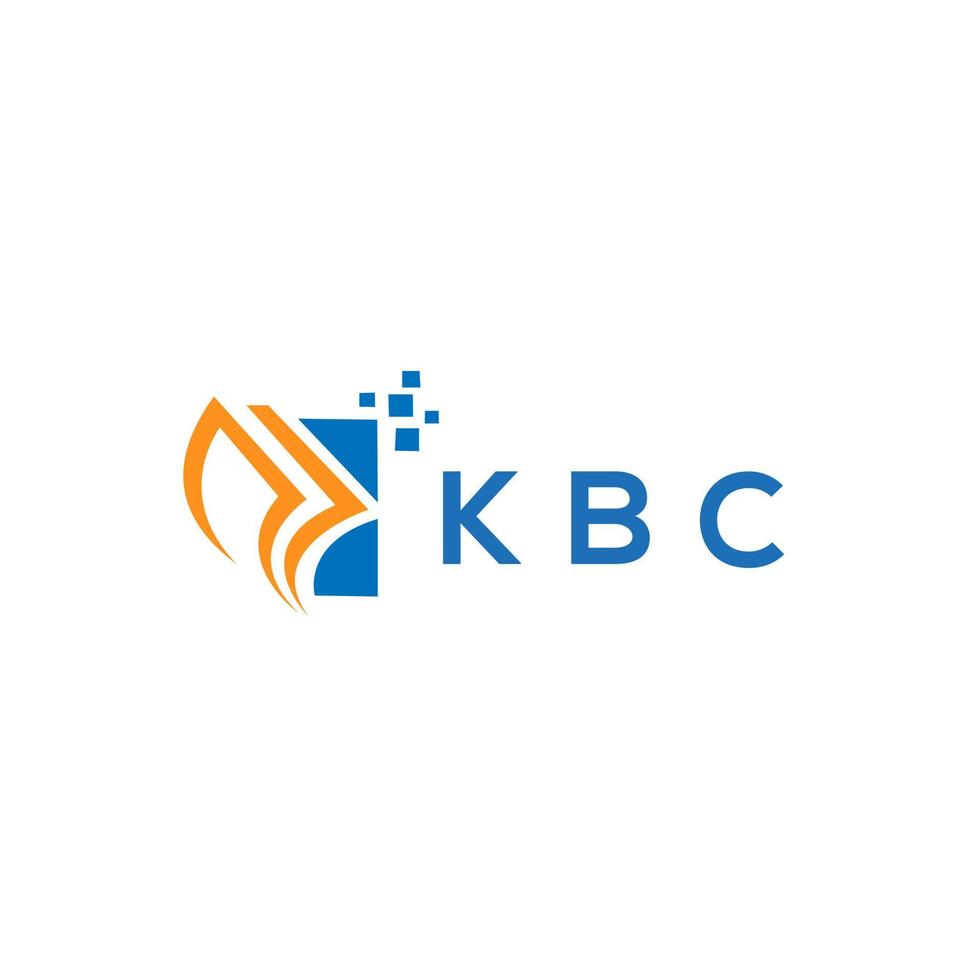 projeto do logotipo da contabilidade do reparo do crédito do kbc no fundo branco. kbc conceito de logotipo de carta de gráfico de crescimento de iniciais criativas. design de logotipo de finanças de negócios kbc. vetor
