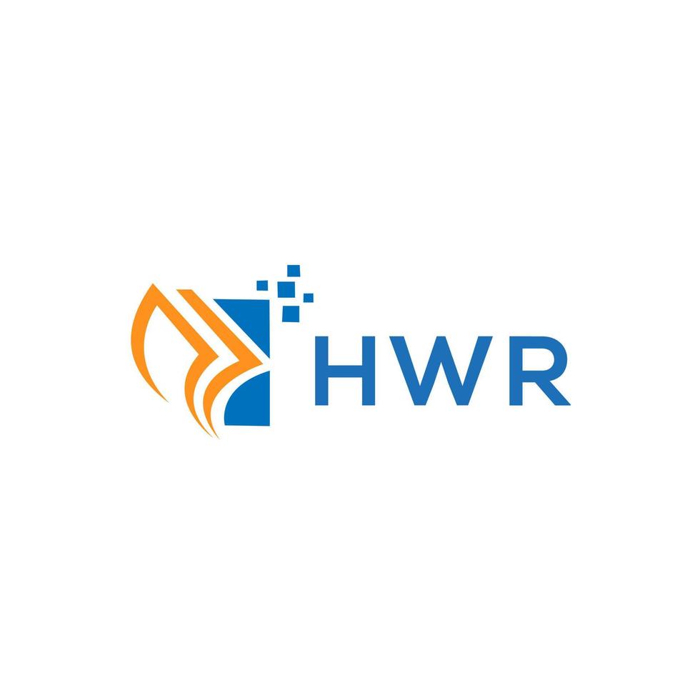 design de logotipo de contabilidade de reparo de crédito hwr em fundo branco. conceito de logotipo de carta de gráfico de crescimento de iniciais criativas hwr. design de logotipo de finanças de negócios hwr. vetor