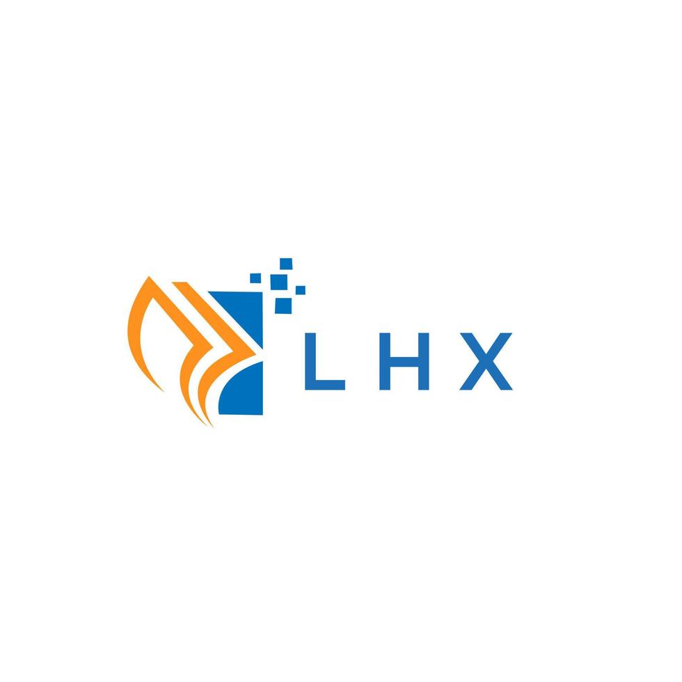 design de logotipo de contabilidade de reparo de crédito lhx em fundo branco. conceito de logotipo de carta de gráfico de crescimento de iniciais criativas lhx. design de logotipo de finanças de negócios lhx. vetor