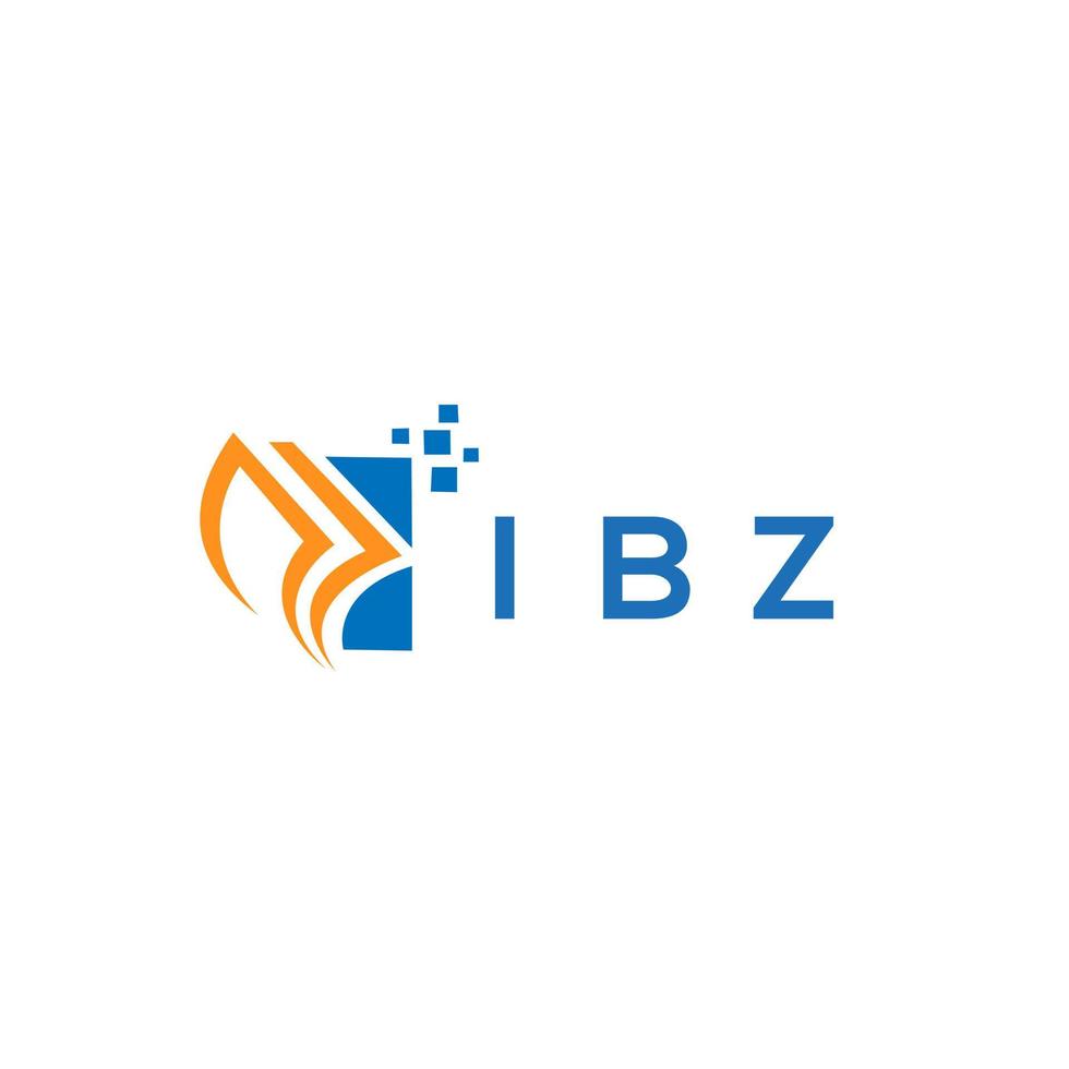 design de logotipo de contabilidade de reparo de crédito ibz em fundo branco. conceito de logotipo de carta de gráfico de crescimento de iniciais criativas ibz. design de logotipo de finanças de negócios ibz. vetor