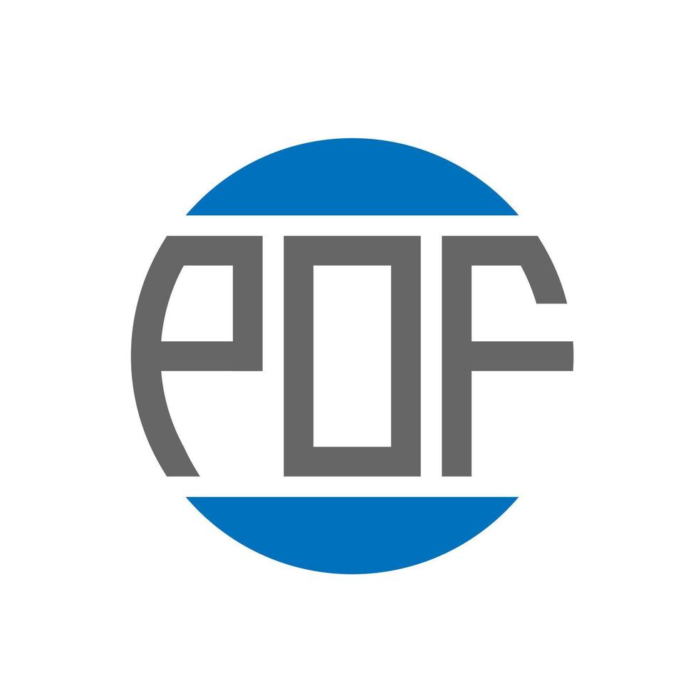 design de logotipo de carta pof em fundo branco. conceito de logotipo de círculo de iniciais criativas pof. design de letras pof. vetor
