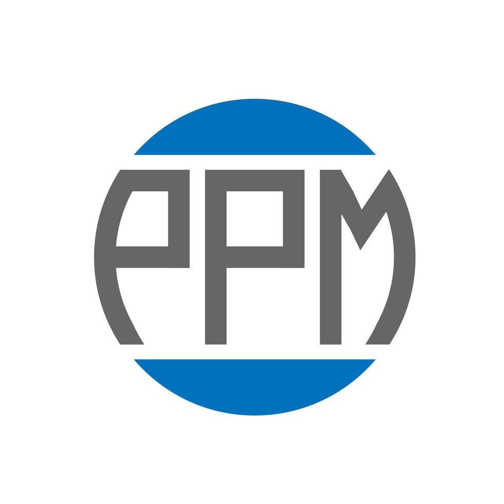 design de logotipo de carta ppm em fundo branco. conceito de logotipo de círculo de iniciais criativas ppm. design de letras ppm. vetor