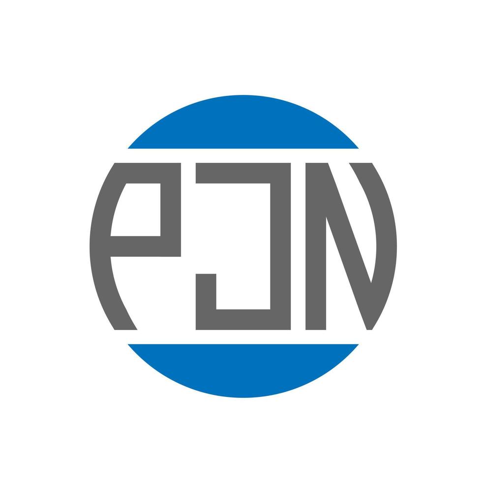 design de logotipo de carta pjn em fundo branco. conceito de logotipo de círculo de iniciais criativas pjn. design de letras pjn. vetor