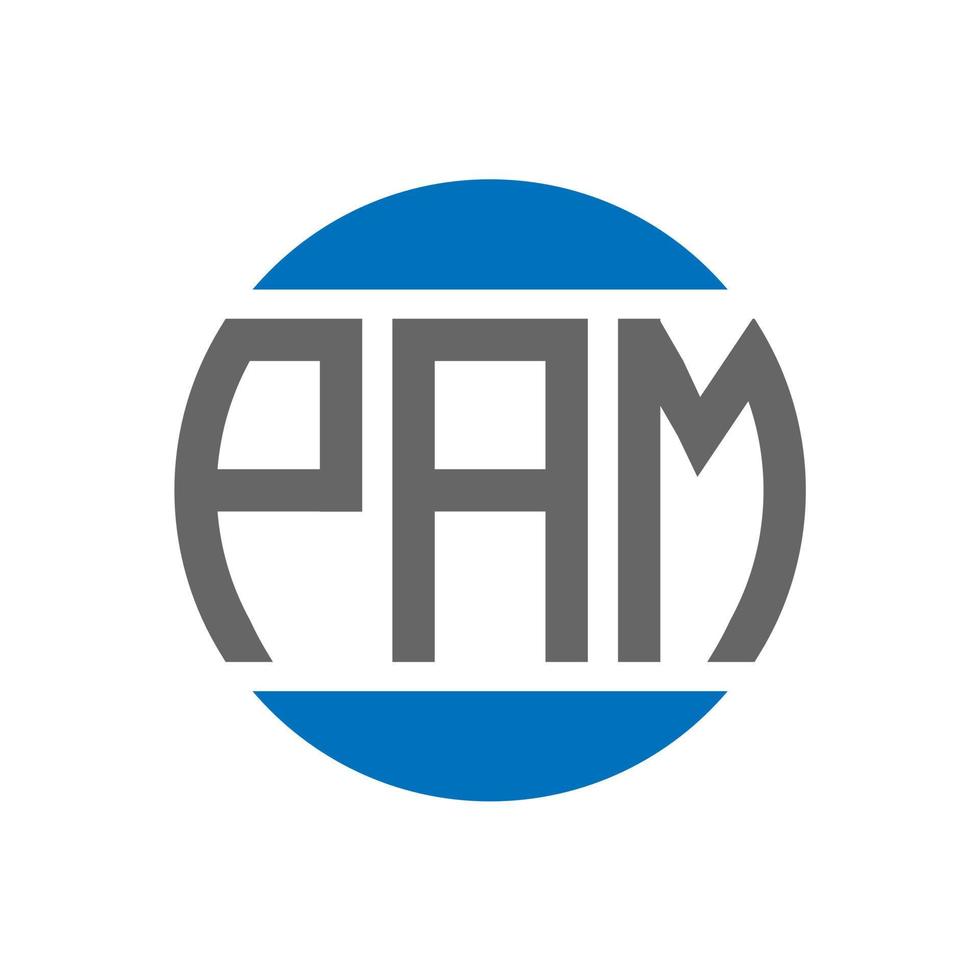 design de logotipo de carta pam em fundo branco. conceito de logotipo de círculo de iniciais criativas pam. design de carta pam. vetor