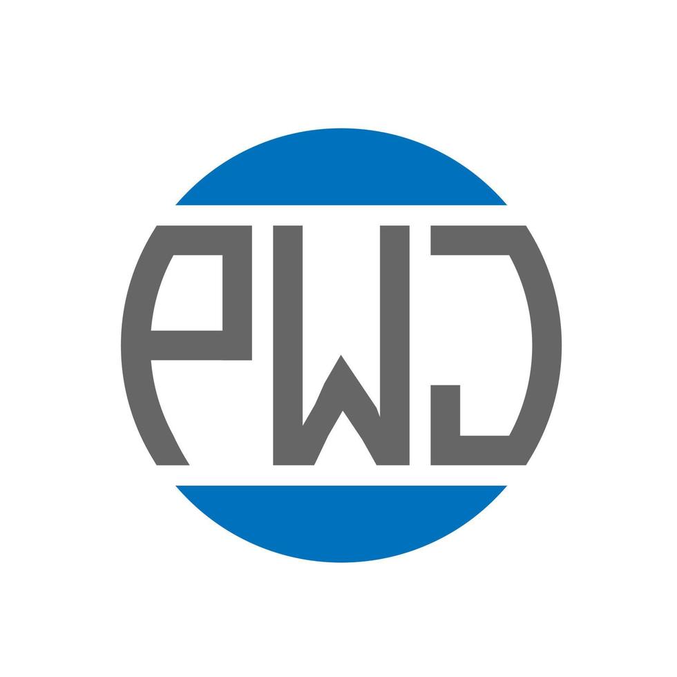 design de logotipo de carta pwj em fundo branco. conceito de logotipo de círculo de iniciais criativas pwj. design de letras pwj. vetor