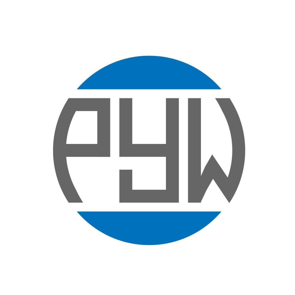 design de logotipo de carta pyw em fundo branco. conceito de logotipo de círculo de iniciais criativas pyw. design de letras pyw. vetor