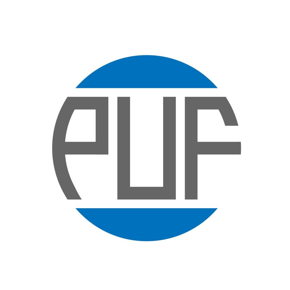 design de logotipo de letra puf em fundo branco. puf iniciais criativas círculo conceito de logotipo. design de letras puf. vetor