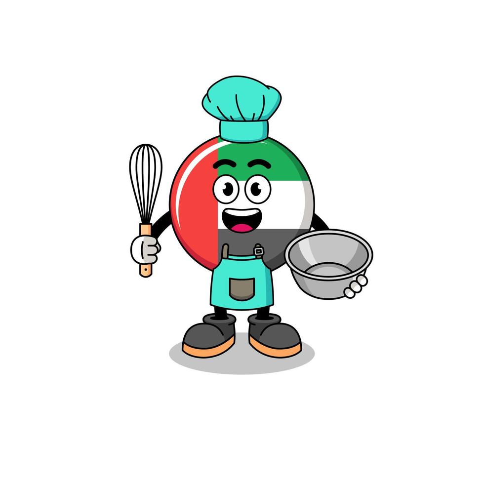 ilustração da bandeira dos Emirados Árabes Unidos como chef de padaria vetor