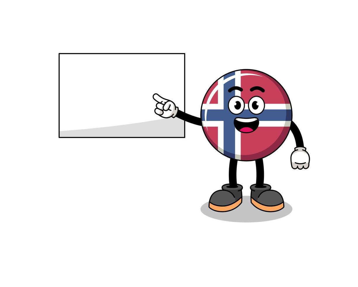 ilustração da bandeira da noruega fazendo uma apresentação vetor