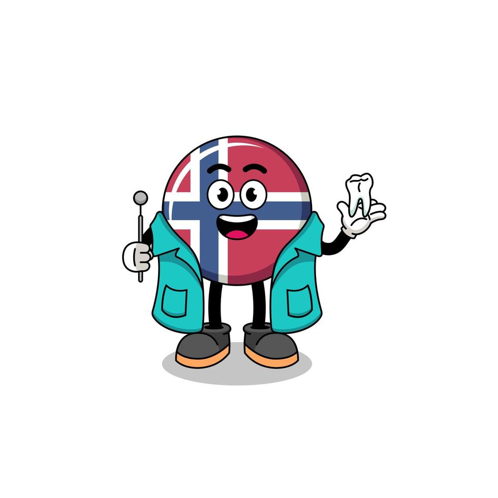 ilustração do mascote da bandeira da noruega como dentista vetor