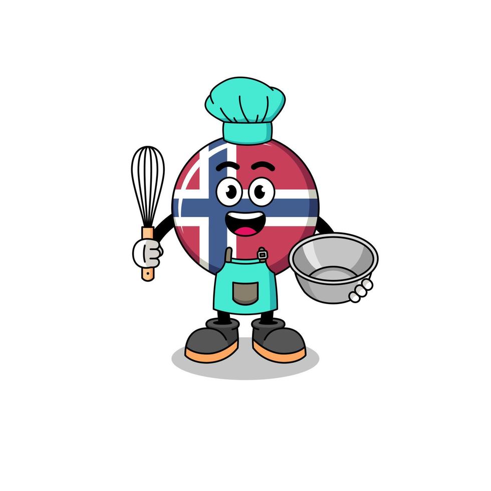 ilustração da bandeira da noruega como chef de padaria vetor