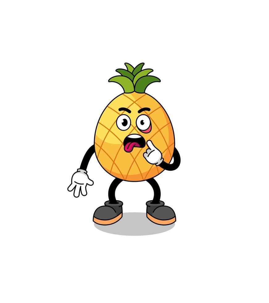 ilustração de personagem de abacaxi com língua de fora vetor