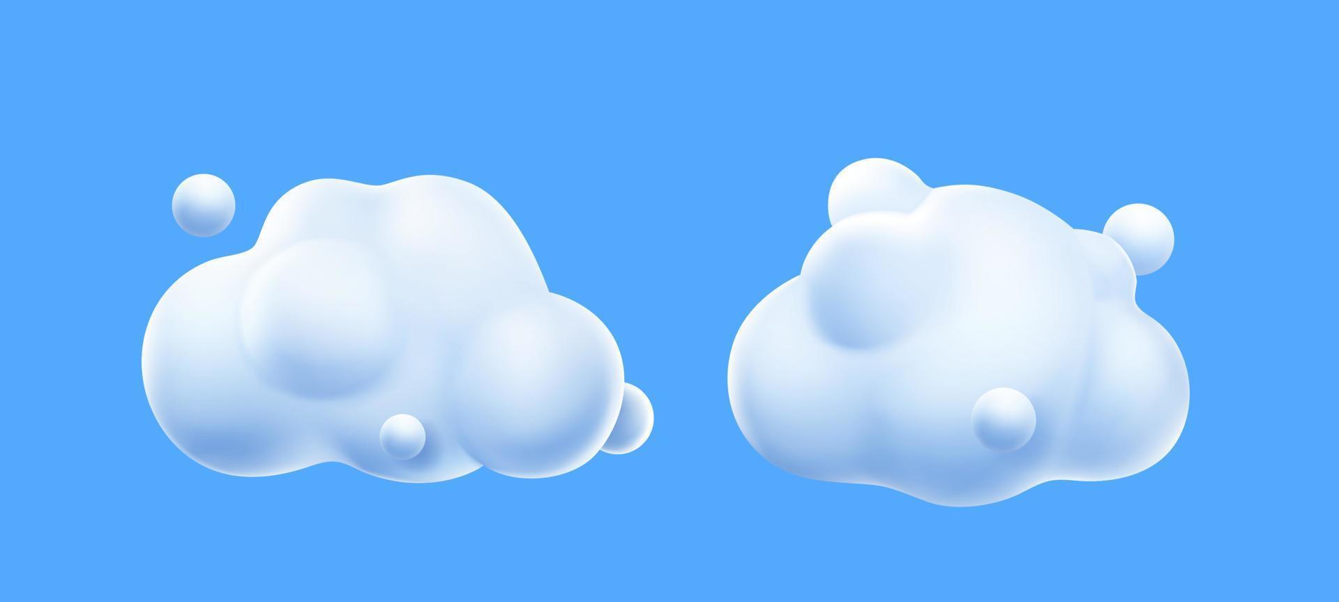 Nuvens brancas de renderização 3D, redemoinhos de spindrift fofos vetor