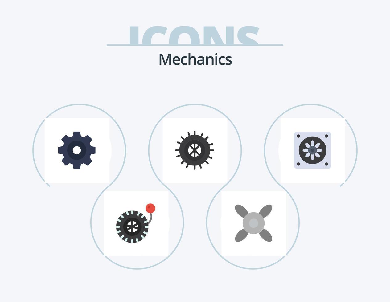 Mecânica Flat Icon Pack 5 Design de ícones. . roda. vetor