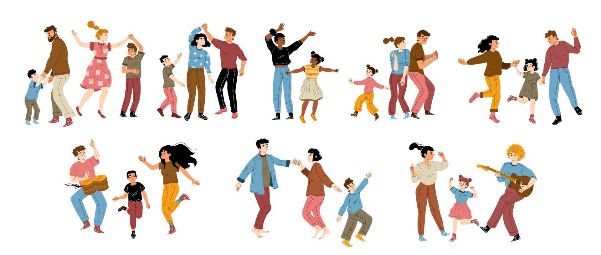 dança em família, alegria, diversão, conceito de festa em casa vetor