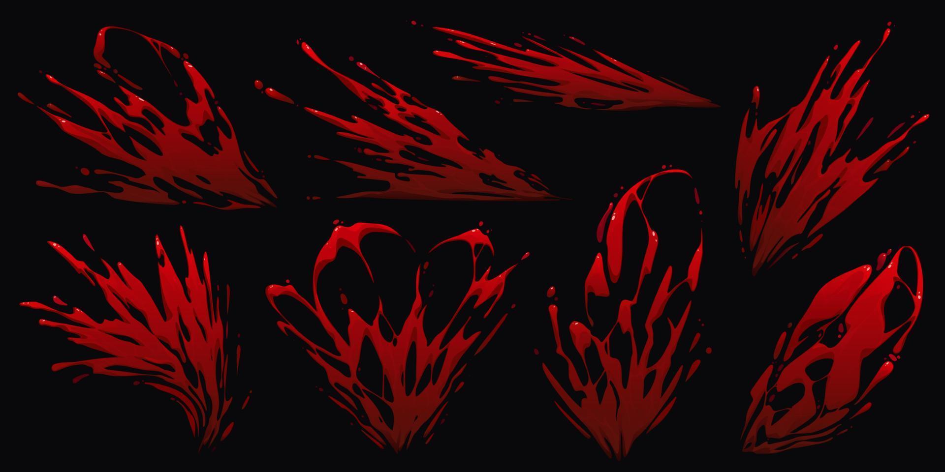 conjunto de salpicos de sangue ou tinta vermelha em preto vetor