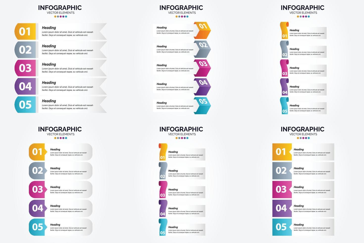 conjunto de design plano de infográficos de ilustração vetorial para folheto publicitário e revista vetor