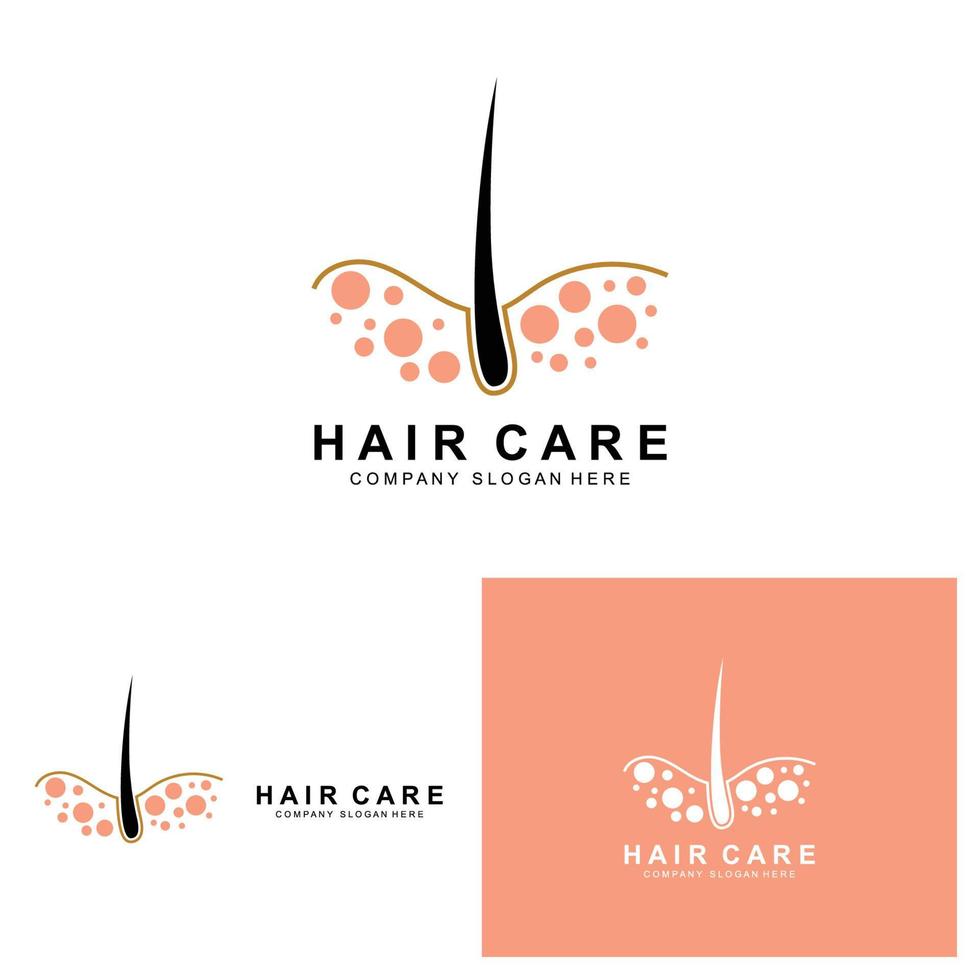 logotipo de cuidados com o cabelo, design de camada de couro cabeludo, ilustração de marca de salão de saúde vetor