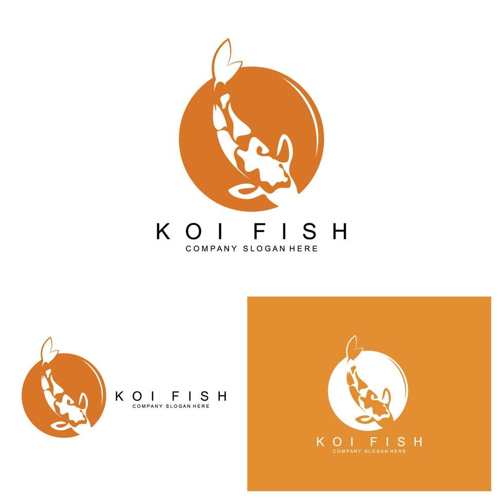 design de logotipo de peixe koi, vetor de peixes ornamentais, produto de marca de ilustração de ornamento de aquário