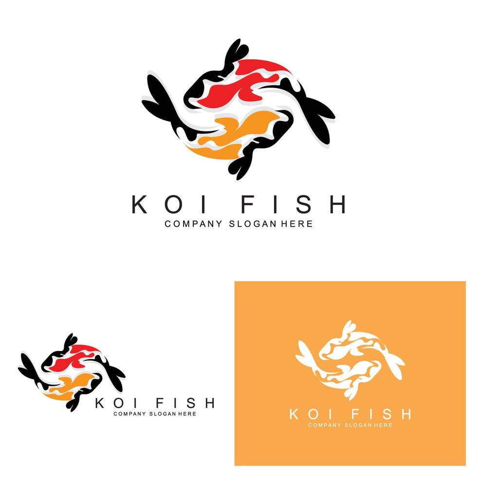 design de logotipo de peixe koi, vetor de peixes ornamentais, produto de marca de ilustração de ornamento de aquário