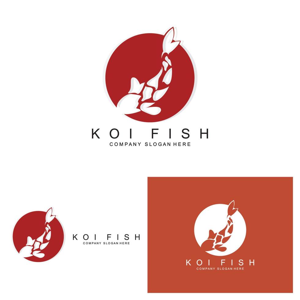 design de logotipo de peixe koi, vetor de peixes ornamentais, produto de marca de ilustração de ornamento de aquário