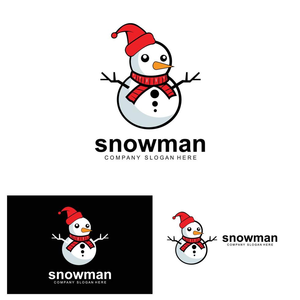 logotipo do boneco de neve, vetor de inverno do boneco de neve e inverno de natal e ano novo