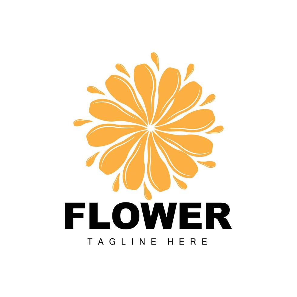 logotipo da flor, design de jardim de flores com marca de produto vetorial de estilo simples, cuidados de beleza, natural vetor