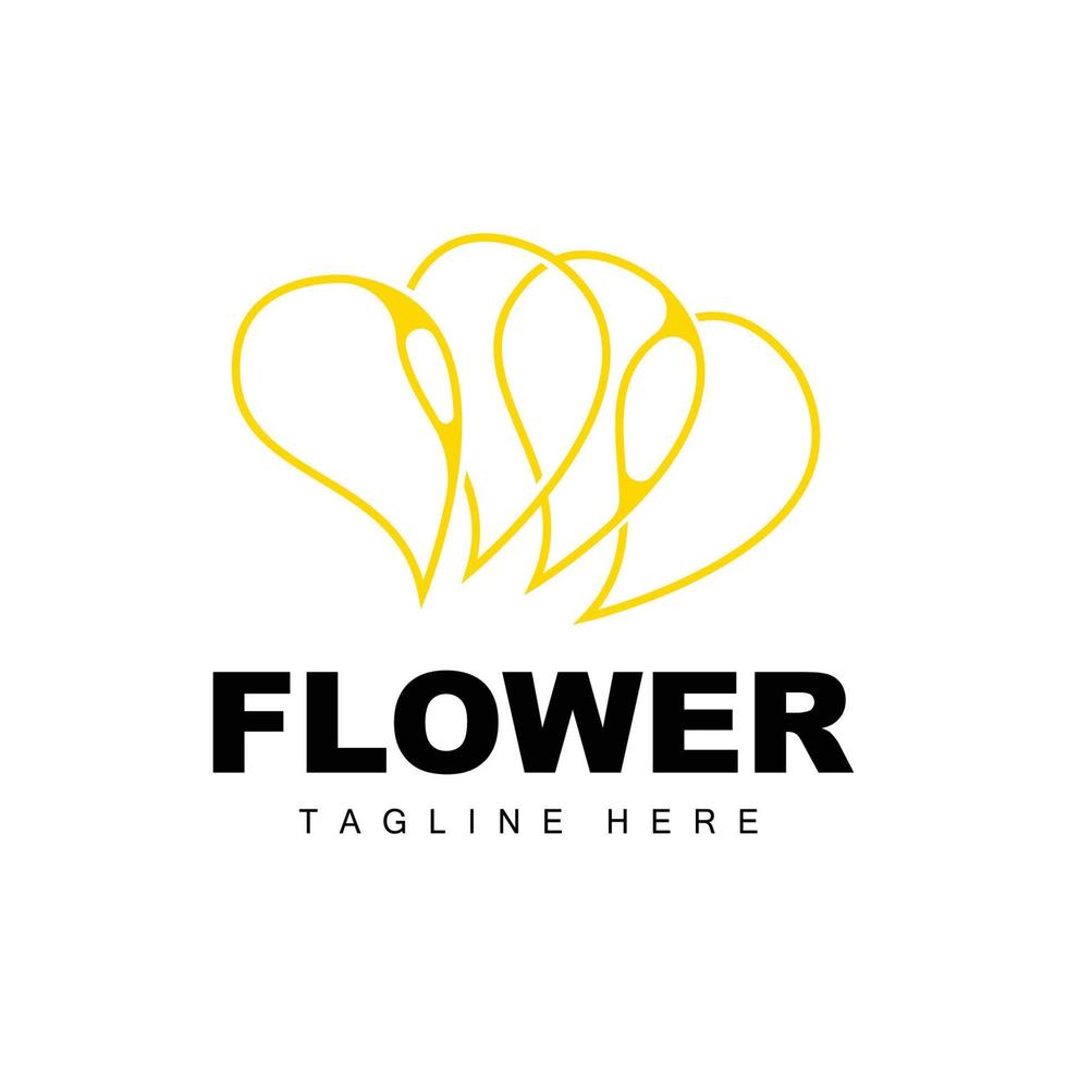 logotipo da flor, design de jardim de flores com marca de produto vetorial de estilo simples, cuidados de beleza, natural vetor