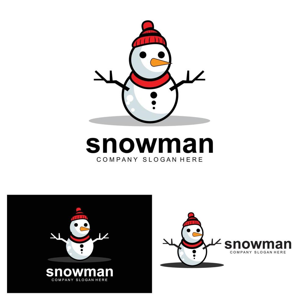 logotipo do boneco de neve, vetor de inverno do boneco de neve e inverno de natal e ano novo