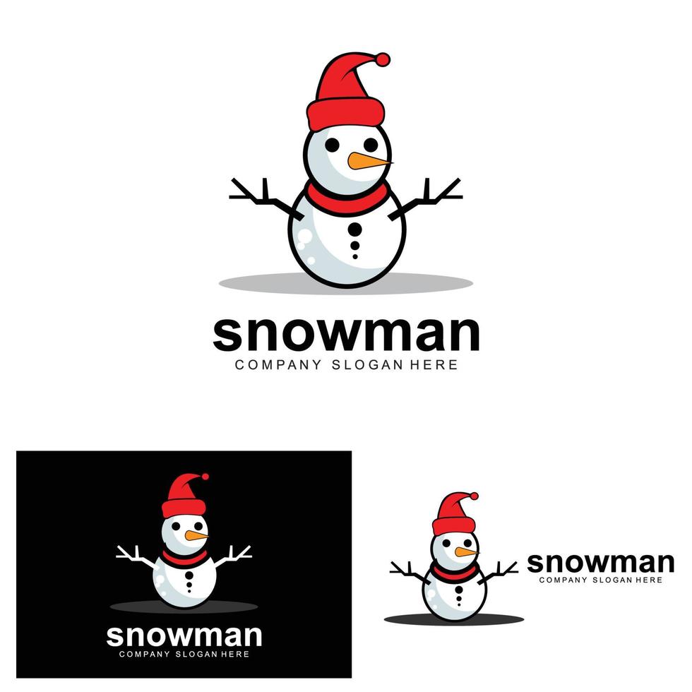 logotipo do boneco de neve, vetor de inverno do boneco de neve e inverno de natal e ano novo