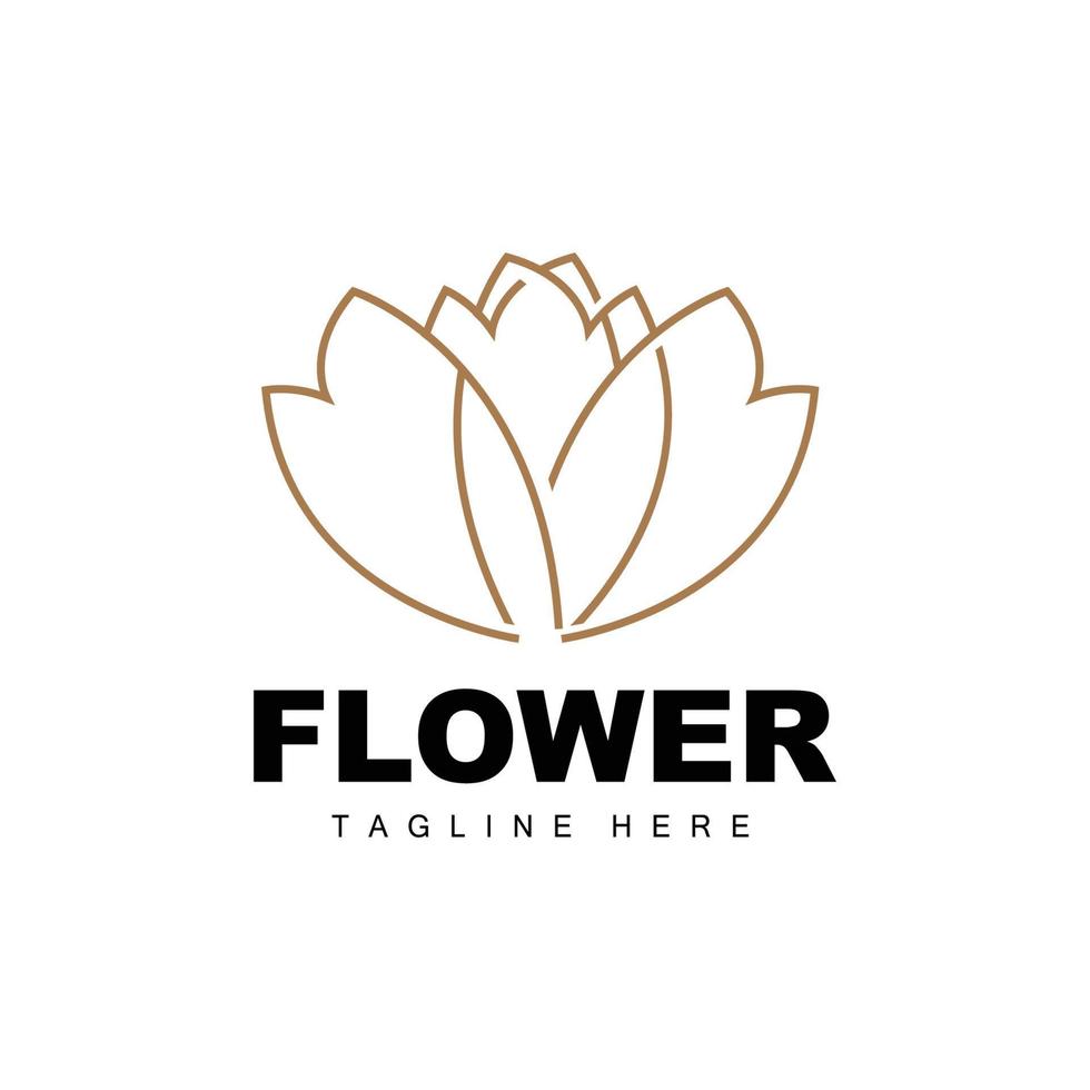 logotipo da flor, design de jardim de flores com marca de produto vetorial de estilo simples, cuidados de beleza, natural vetor