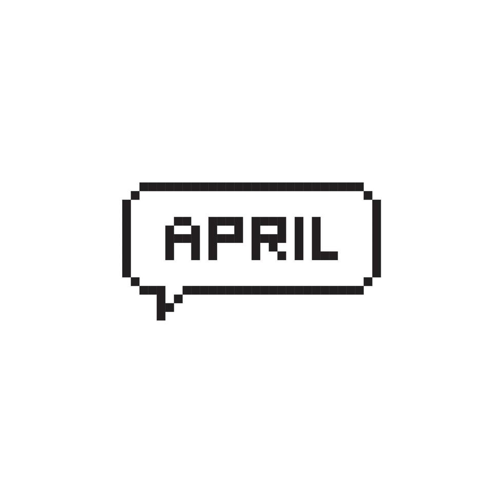 mês de abril letras de pixel art na bolha do discurso. vetor