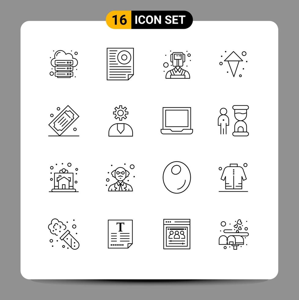 pacote de esboço de 16 símbolos universais de sorteio de filme setas de página soldador elementos de design de vetores editáveis