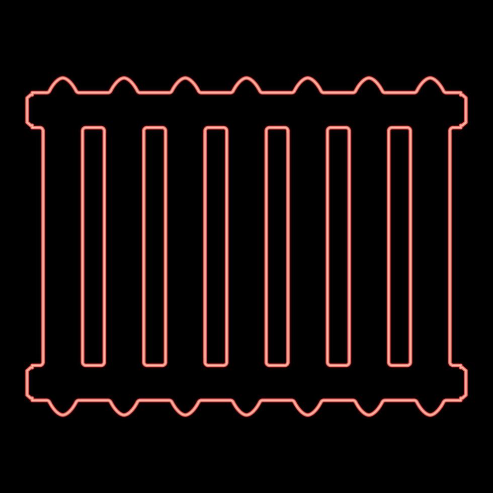 néon ferro fundido bateria radiador de aquecimento cor vermelha imagem ilustração vetorial estilo plano vetor