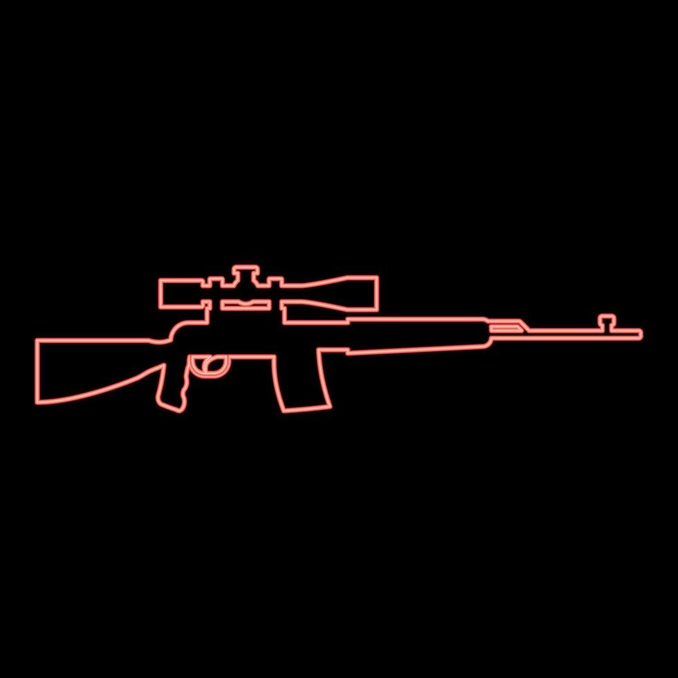 ícone de rifle sniper de néon ilustração vetorial de cor preta imagem de estilo plano imagem de ilustração vetorial de cor vermelha estilo plano vetor