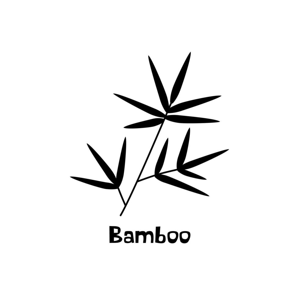 ramo com folhas de bambu vetor preto e branco