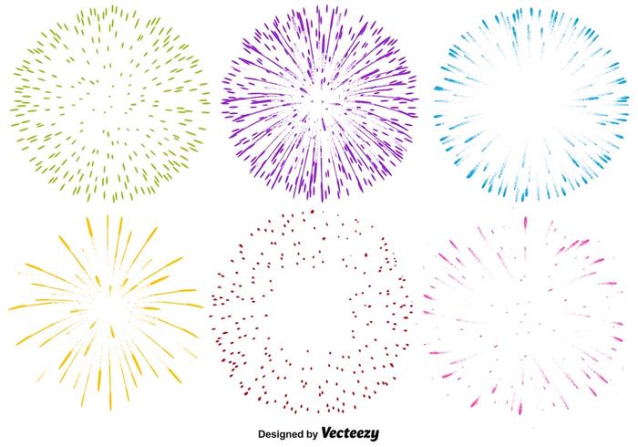 Conjunto de vetores de ícones de fogo de artifício multicoloridos