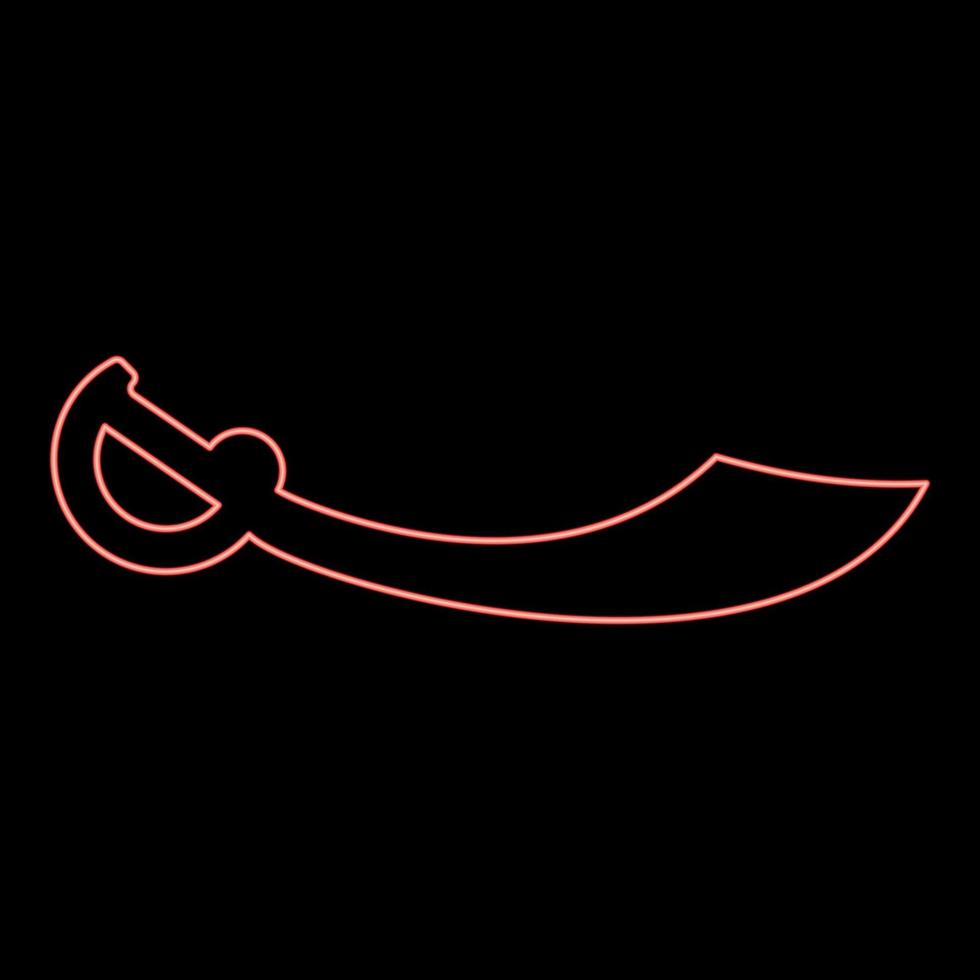 néon pirata sabre alfanje cor vermelha ilustração vetorial imagem estilo plano vetor