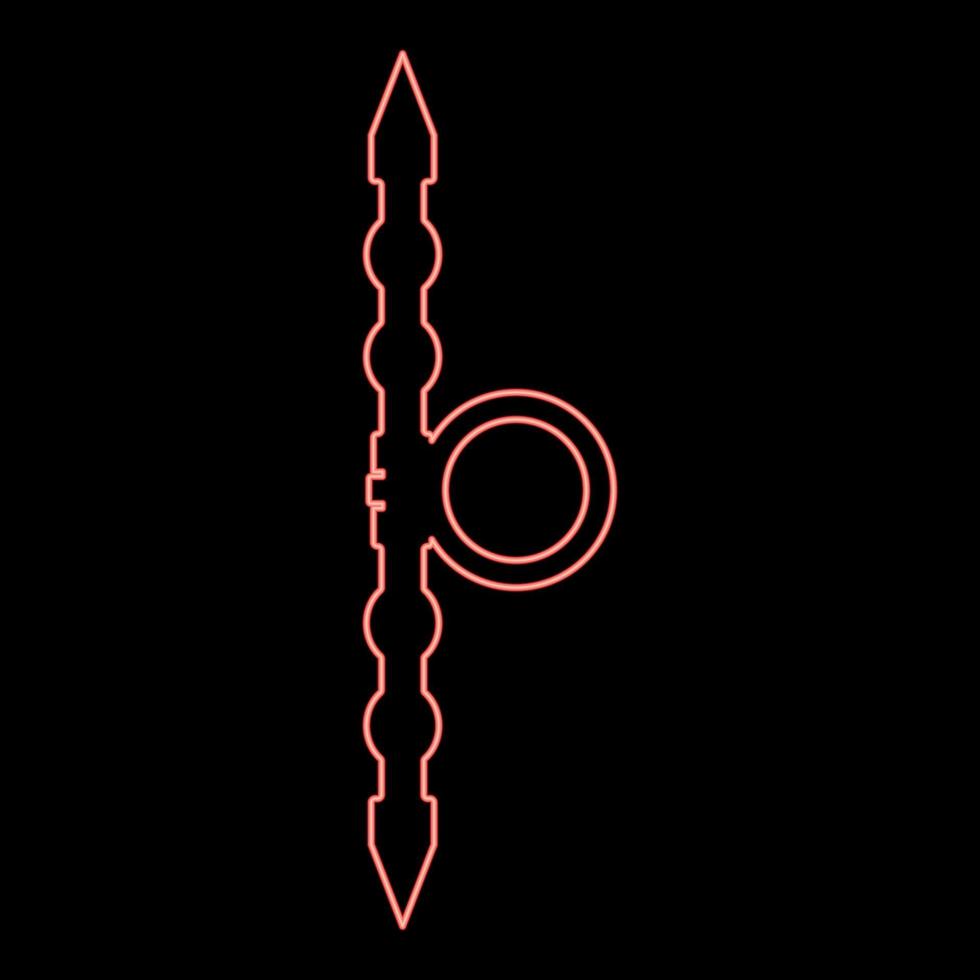 neon santensu arma de samurai para mão cor vermelha ilustração vetorial imagem estilo plano vetor