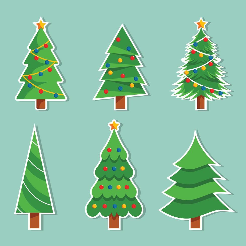 coleção de árvores de natal. conjunto de árvore de natal diferente, ilustração vetorial vetor