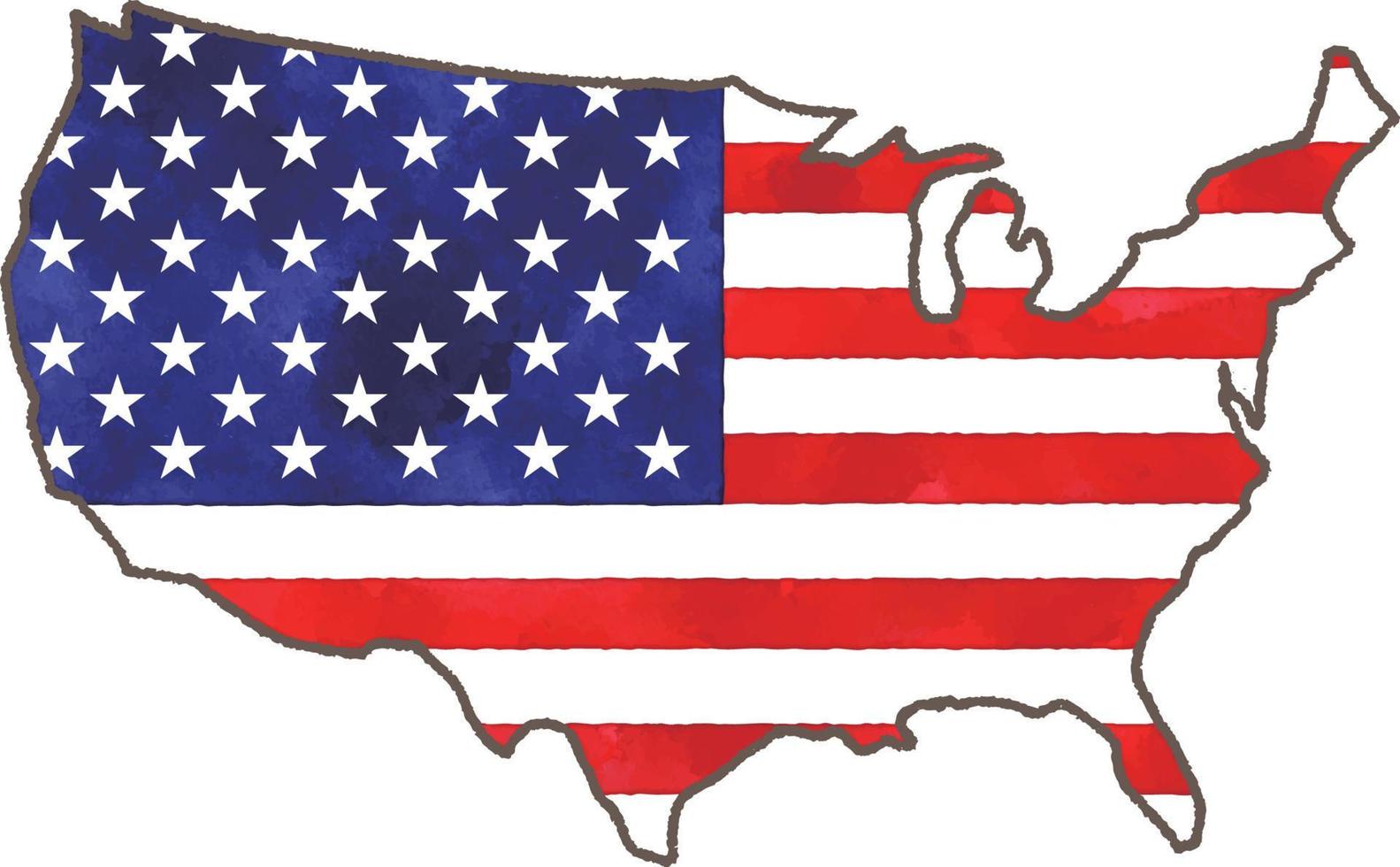 mapa da bandeira do país em wacolor, estados unidos da américa vetor