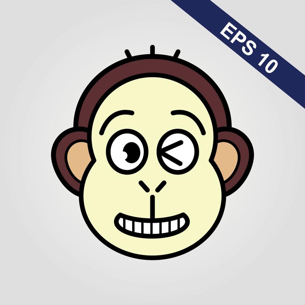 ícone de macaco fofo. ilustração vetorial isolada em um fundo cinza. vetor