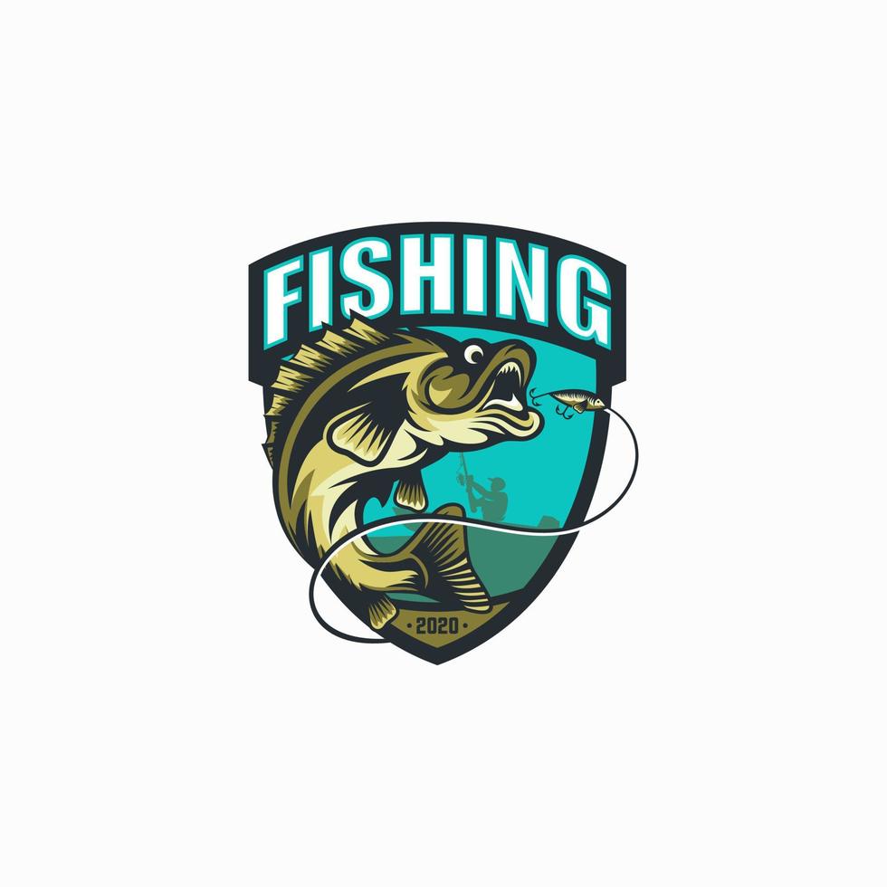 design de logotipo de pesca vetor