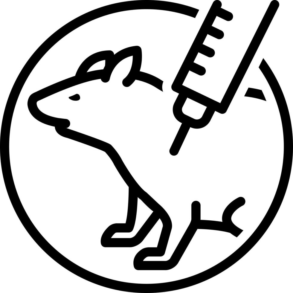 ícone de linha para experimentos, injeção, animal, rato, vacina, julgamento, imunologia, médica, química, logotipo, símbolo, forma, sinal, logotipo, ícone, ilustração vetor