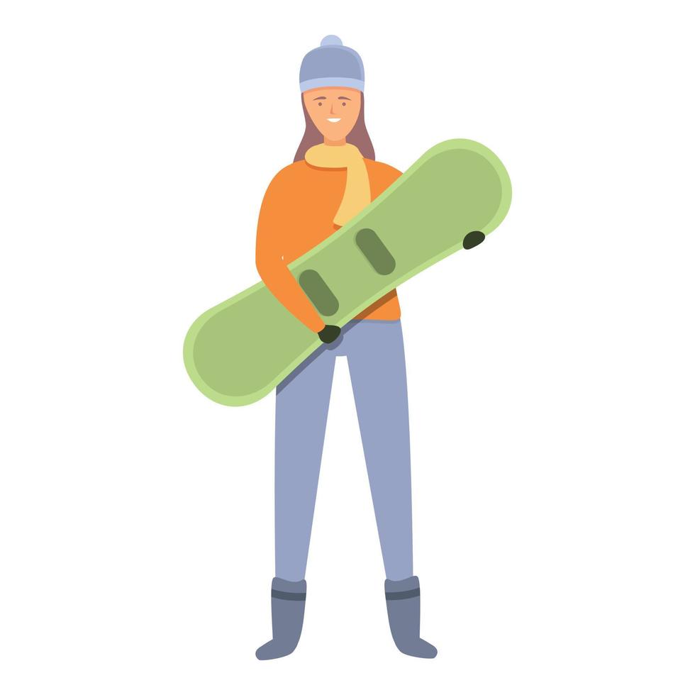 vetor de desenhos animados de ícone de snowboard de menina. escola de esportes